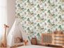 Non-woven wallpaper kids forest animals cream green 77172-1 1