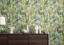 Non-woven wallpaper leaves tropical green blue 78219-1 1