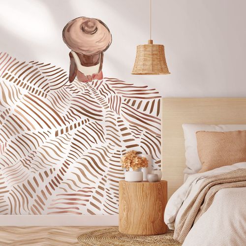 Photo wallpaper watercolor look woman white brown 81643