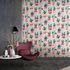 Non-woven wallpaper floral cactus grey green red 81652 1
