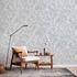 Non-woven wallpaper floral leaves white grey metallic 82439 1