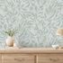 Non-woven wallpaper floral cream green metallic 82442 1
