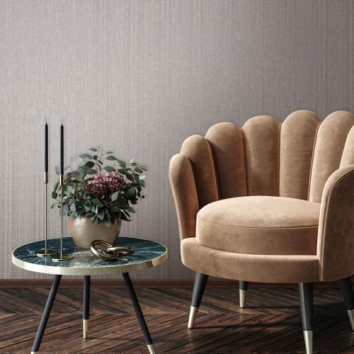 Non-woven wallpaper stripes beige grey metallic 82444