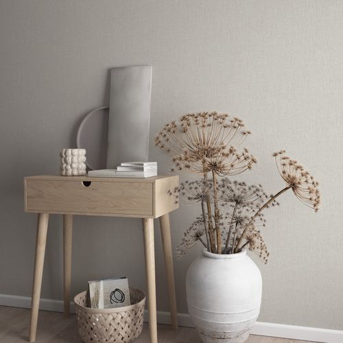 Non-woven wallpaper plain texture grey beige glitter 82449
