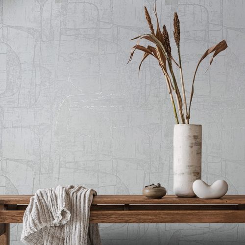 Non-woven wallpaper graphic grey silver metallic 82451