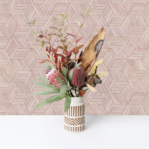 Non-woven wallpaper wood look shabby style pink grey 89002
