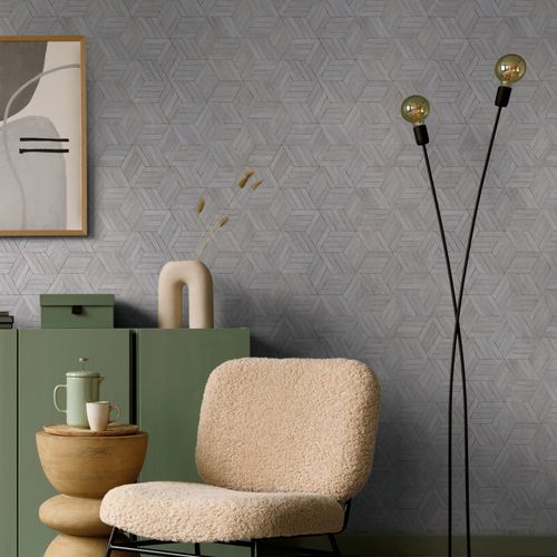 Non-woven wallpaper wood look shabby grey beige 89003