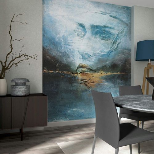 Photo wallpaper art watercolor woman blue beige 35497