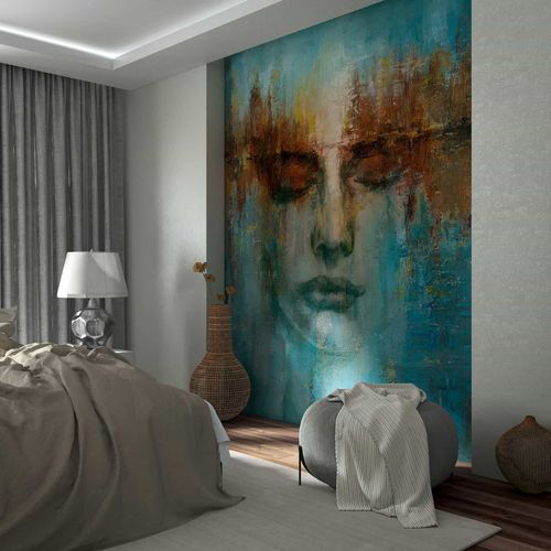 Photo wallpaper art watercolor woman blue grey 35498