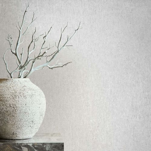 Non-woven wallpaper plain used look white cream 35524
