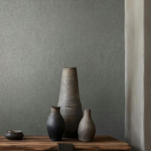 Non-woven wallpaper texture plain used look grey 35528