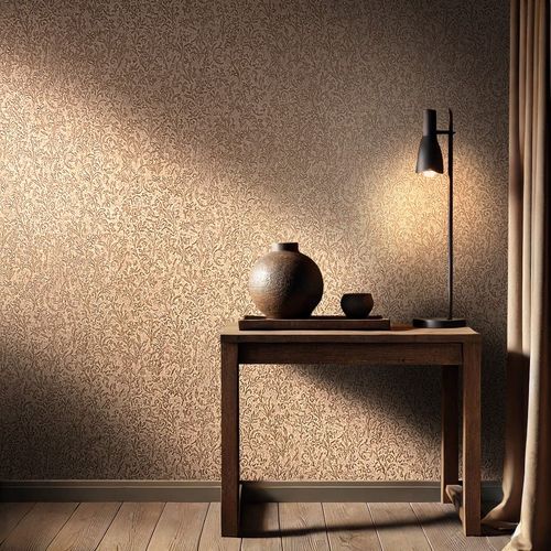 Non-woven wallpaper floral shabby brown gold metallic 35533