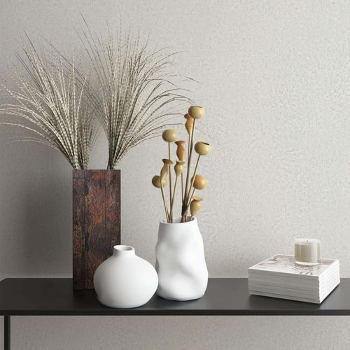 Non-woven wallpaper plain concrete look white grey 35544