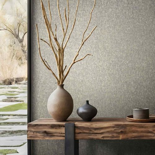 Non-woven wallpaper plain used look grey brown 35552