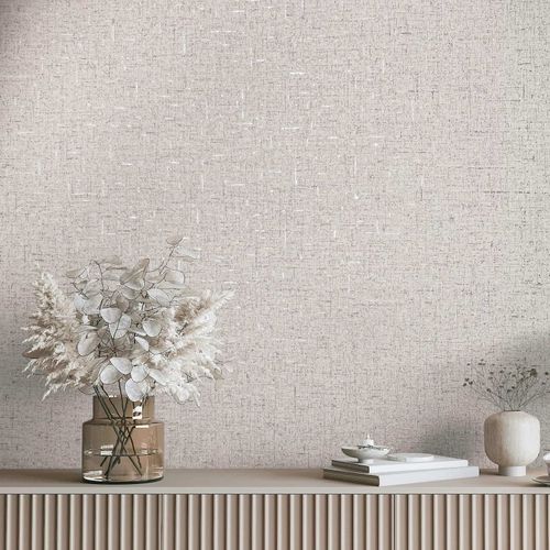 Non-woven wallpaper textile look beige rose gold 35113