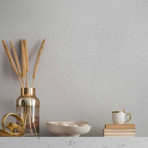 Non-woven wallpaper textile look white grey gloss 35116