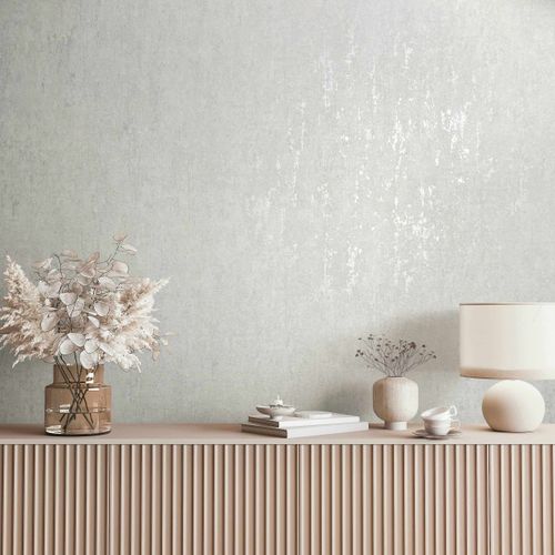 Non-woven wallpaper concrete look cream grey gloss 35143