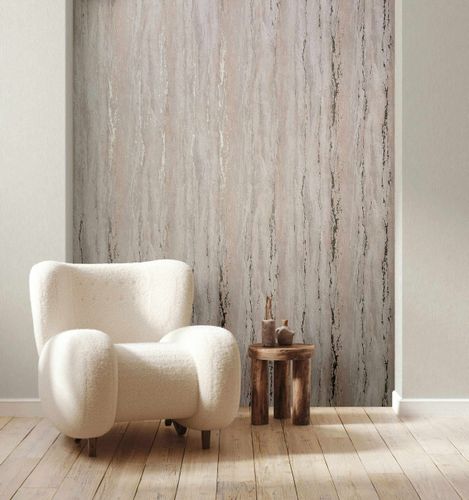 Non-woven wallpaper concrete look beige grey silver 35158