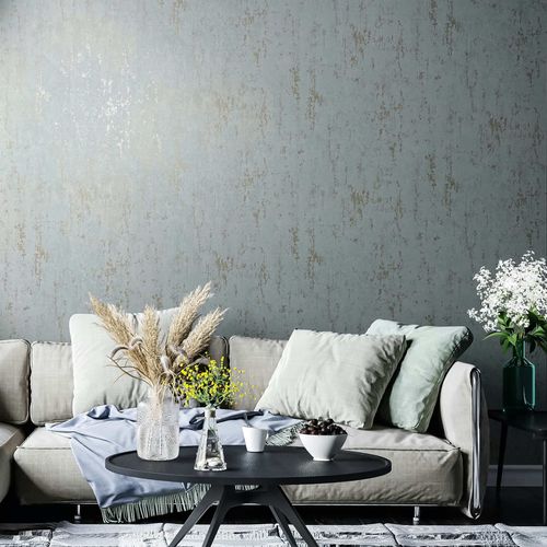 Non-woven wallpaper concrete look blue white silver 35162