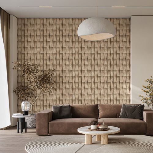 Non-woven wallpaper concrete look graphic beige grey 81648