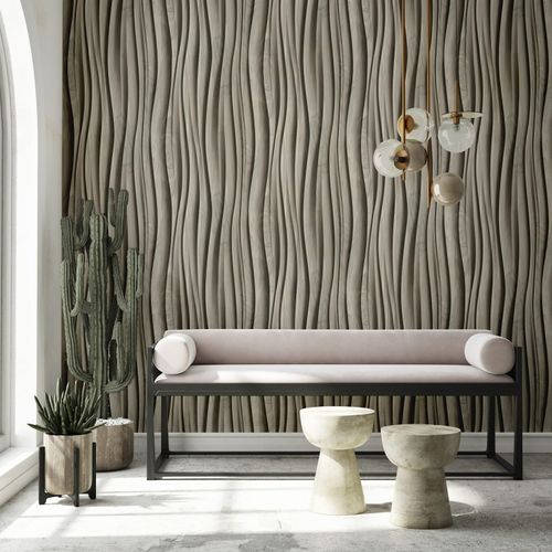 Non-woven wallpaper wood look waves brown grey 81665