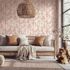 Non-woven wallpaper floral bamboo leaves pink orange 81670 4