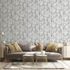 Non-woven wallpaper floral bamboo leaves white grey 81673 1