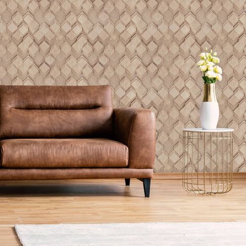 Non-woven wallpaper wood look graphic beige brown 81675