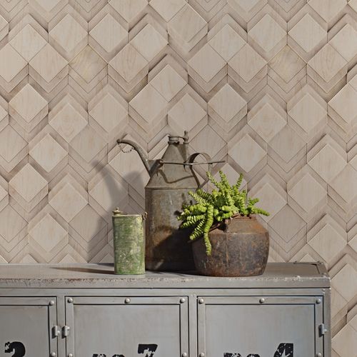 Non-woven wallpaper wood look graphic beige grey 81677