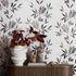 Non-woven wallpaper leaves white black silver 82458 1