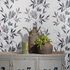 Non-woven wallpaper leaves white black silver 82458 3