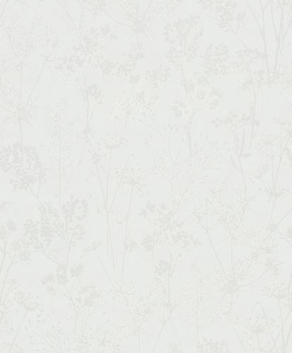 Non-woven wallpaper wildflowers white pearl gloss 82462