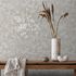 Non-woven wallpaper wildflowers grey white gloss 82464 1