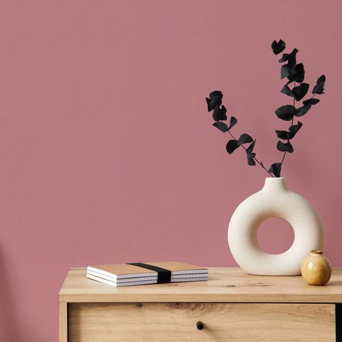 Non-woven wallpaper textile look plain modern pink 82467