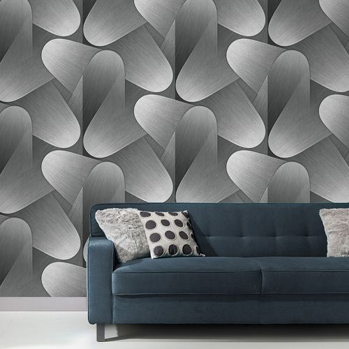 Non-woven wallpaper graphic grey silver metallic 10423-29