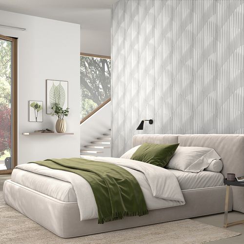 Non-woven wallpaper stripes beige grey glitter 10471-31