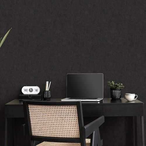 Non-woven wallpaper plain black glitter 10473-47
