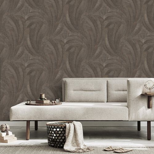 Non-woven wallpaper tropical grey gold metallic 10476-47