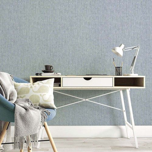 Non-woven wallpaper concrete look blue silver 10389-18