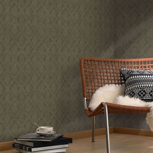 Non-woven wallpaper graphic stripes brown black 10509-36