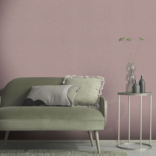 Non-woven wallpaper textile look plain purple red 10510-09