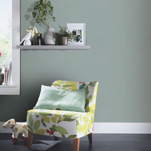 Non-woven wallpaper textile look blue turquoise 10510-18