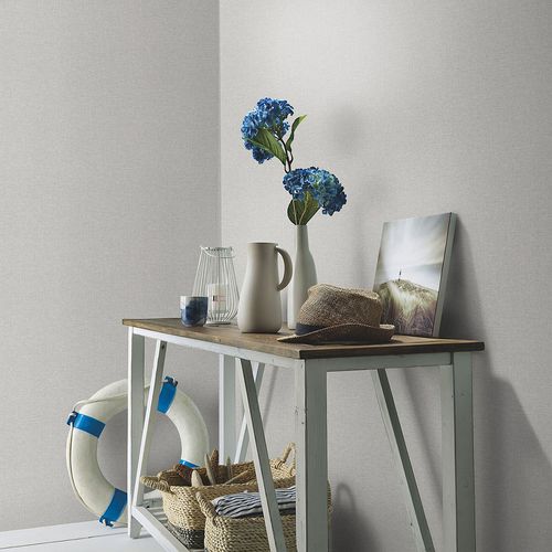 Non-woven wallpaper textile look plain light grey 10510-31