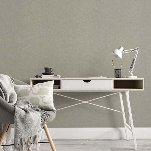 Non-woven wallpaper textile look plain brown grey 10510-37
