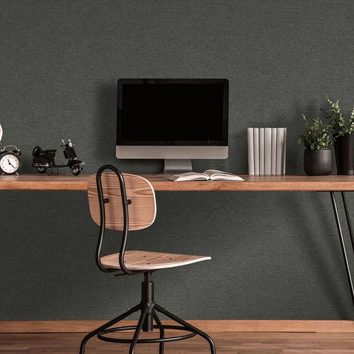 Non-woven wallpaper textile look anthracite black 10510-47