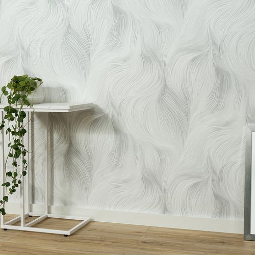 Wallpaper Guido Maria Kretschmer Waves Grey Metallic