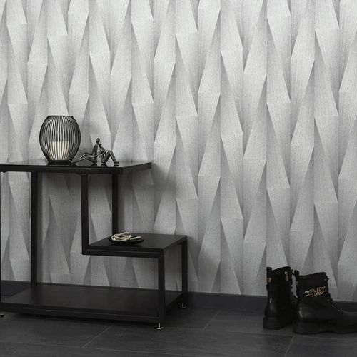 Wallpaper Guido Maria Kretschmer 3D effect silver metallic