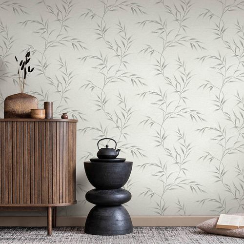 Wallpaper Guido Maria Kretschmer Leaves White Grey 10528-31