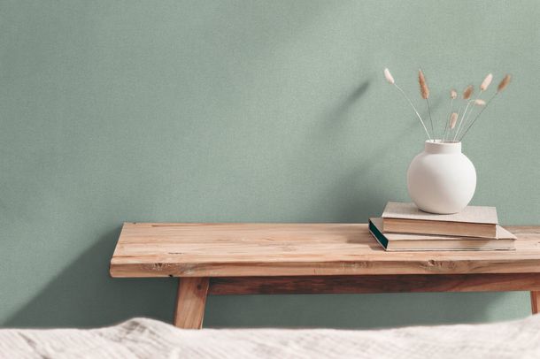 Non-woven wallpaper plain texture light green 79097-2