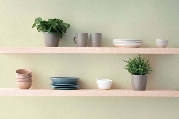 Non-woven wallpaper plain texture green cream 79097-6